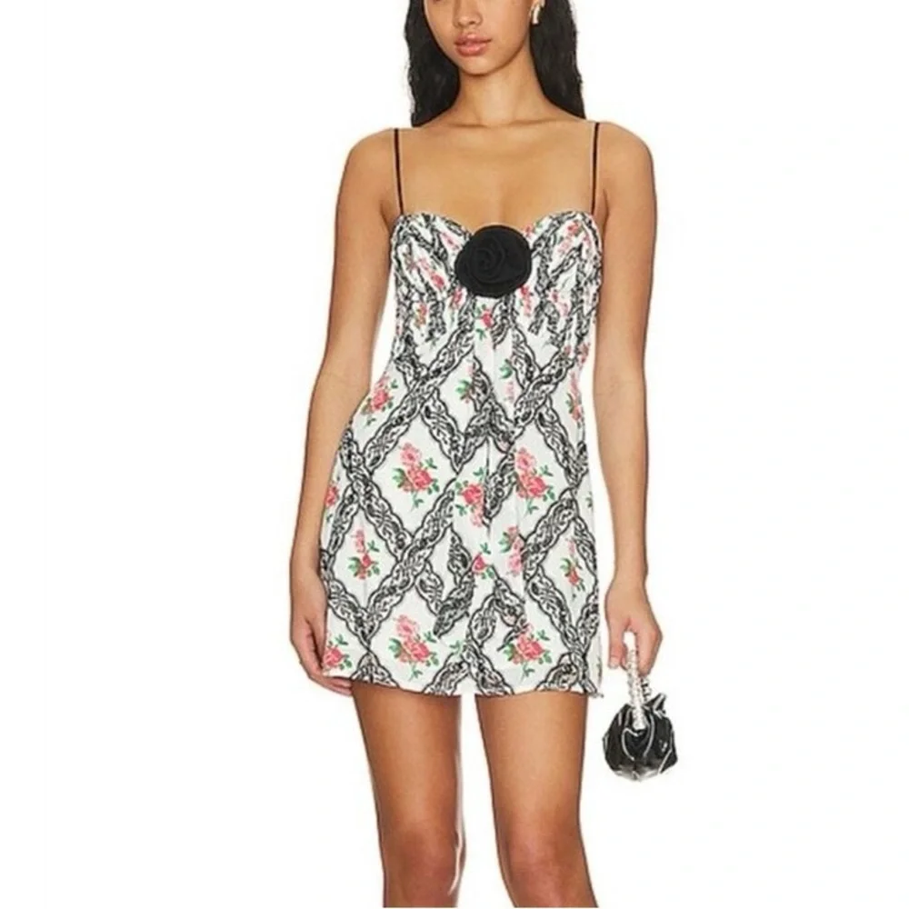 NWT For Love and Lemons Women’s Greta Floral Mini Dress - Picture 7 of 7